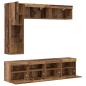 Preview: TV-Schränk mit LED-Lichtleisten 7 pcs Altholz Holzwerkstoff