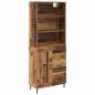 Preview: Highboard Altholz 69,5 x 34 x 180 cm Engineered Wood und Glas