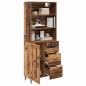 Preview: Highboard Altholz 69,5 x 34 x 180 cm Engineered Wood und Glas