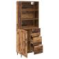 Preview: Highboard Altholz 69,5 x 34 x 180 cm Engineered Wood und Glas