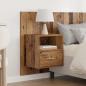 Preview: Kopfteil mit Schrank mit Schubladen 3 pcs Altholz Holzwerkstoff