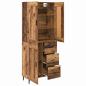 Preview: Highboard mit Schubladen 2 pcs Altholz Engineered Wood und Glas