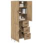 Preview: Highboard 2 pcs Artisan-Eiche Engineered Wood und Glas