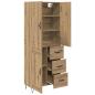 Preview: Highboard 2 pcs Artisan-Eiche Engineered Wood und Glas
