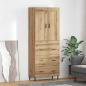Preview: ARDEBO.de - Highboard 2 pcs Artisan-Eiche Engineered Wood und Glas