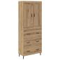 Preview: Highboard 2 pcs Artisan-Eiche Engineered Wood und Glas