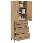Preview: Highboard 2 pcs Artisan-Eiche Engineered Wood und Glas