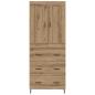 Preview: Highboard 2 pcs Artisan-Eiche Engineered Wood und Glas