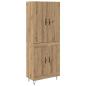 Preview: Highboard 2 pcs Artisan-Eiche Engineered Wood und Glas