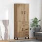 Preview: ARDEBO.de - Highboard 2 pcs Artisan-Eiche Engineered Wood und Glas