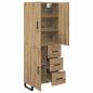 Preview: Highboard 2 pcs Artisan-Eiche Engineered Wood und Glas