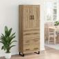Preview: Highboard 2 pcs Artisan-Eiche Engineered Wood und Glas