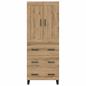 Preview: Highboard 2 pcs Artisan-Eiche Engineered Wood und Glas