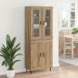 Preview: Highboard 2 pcs Artisan-Eiche Engineered Wood und Glas