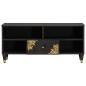 Preview: TV-Schränk mit Regal Schwarz 100 x 33 x 46 cm Massivholz Mango