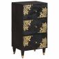 Preview: ARDEBO.de - Sideboard mit Regal Schwarz 40 x 33 x 75 cm Massivholz Mango