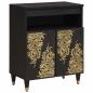 Preview: ARDEBO.de - Sideboard mit Regal Schwarz 60 x 33 x 75 cm Massivholz Mango