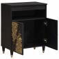 Preview: Sideboard mit Regal Schwarz 60 x 33 x 75 cm Massivholz Mango