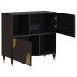 Preview: Sideboard mit Regal Schwarz 80 x 33 x 75 cm Massivholz Mango