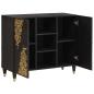 Preview: Sideboard mit Regal Schwarz 90 x 33 x 75 cm Massivholz Mango