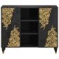 Preview: Sideboard mit Regal Schwarz 90 x 33 x 75 cm Massivholz Mango