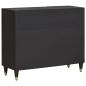 Preview: Sideboard mit Regal Schwarz 90 x 33 x 75 cm Massivholz Mango