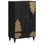 Preview: ARDEBO.de - Highboard mit Regal Schwarz 60 x 33 x 100 cm Massivholz Mango