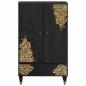 Preview: Highboard mit Regal Schwarz 60 x 33 x 100 cm Massivholz Mango