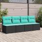 Preview: 2-tlg. Garten-Sofagarnitur mit Kissen Schwarz Poly Rattan