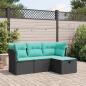 Preview: ARDEBO.de - 4-tlg. Garten-Sofagarnitur mit Kissen Schwarz Poly Rattan
