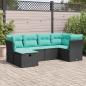 Preview: ARDEBO.de - 6-tlg. Garten-Sofagarnitur mit Kissen Schwarz Poly Rattan