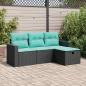 Preview: ARDEBO.de - 4-tlg. Garten-Sofagarnitur mit Kissen Schwarz Poly Rattan