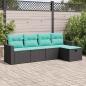 Preview: ARDEBO.de - 5-tlg. Garten-Sofagarnitur mit Kissen Schwarz Poly Rattan