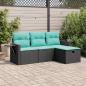 Preview: ARDEBO.de - 4-tlg. Garten-Sofagarnitur mit Kissen Schwarz Poly Rattan