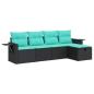 Preview: 5-tlg. Garten-Sofagarnitur mit Kissen Schwarz Poly Rattan