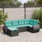 Preview: ARDEBO.de - 6-tlg. Garten-Sofagarnitur mit Kissen Schwarz Poly Rattan