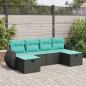 Preview: ARDEBO.de - 6-tlg. Garten-Sofagarnitur mit Kissen Schwarz Poly Rattan