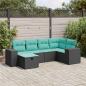 Preview: ARDEBO.de - 6-tlg. Garten-Sofagarnitur mit Kissen Schwarz Poly Rattan