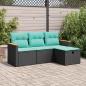 Preview: ARDEBO.de - 4-tlg. Garten-Sofagarnitur mit Kissen Schwarz Poly Rattan