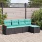 Preview: ARDEBO.de - 5-tlg. Garten-Sofagarnitur mit Kissen Schwarz Poly Rattan