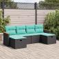 Preview: ARDEBO.de - 6-tlg. Garten-Sofagarnitur mit Kissen Schwarz Poly Rattan