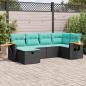Preview: ARDEBO.de - 6-tlg. Garten-Sofagarnitur mit Kissen Schwarz Poly Rattan