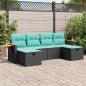 Preview: ARDEBO.de - 6-tlg. Garten-Sofagarnitur mit Kissen Schwarz Poly Rattan