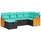Preview: 6-tlg. Garten-Sofagarnitur mit Kissen Schwarz Poly Rattan