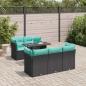 Preview: ARDEBO.de - 6-tlg. Garten-Sofagarnitur mit Kissen Schwarz Poly Rattan