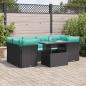 Preview: ARDEBO.de - 7-tlg. Garten-Sofagarnitur mit Kissen Schwarz Poly Rattan