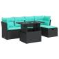 Preview: 6-tlg. Garten-Sofagarnitur mit Kissen Schwarz Poly Rattan