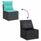 Preview: 5tlg. Garten-Sofagarnitur mit Kissen Schwarz Poly Rattan Akazie