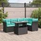 Preview: ARDEBO.de - 6-tlg. Garten-Sofagarnitur mit Kissen Schwarz Poly Rattan