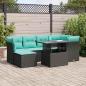 Preview: ARDEBO.de - 7-tlg. Garten-Sofagarnitur mit Kissen Schwarz Poly Rattan